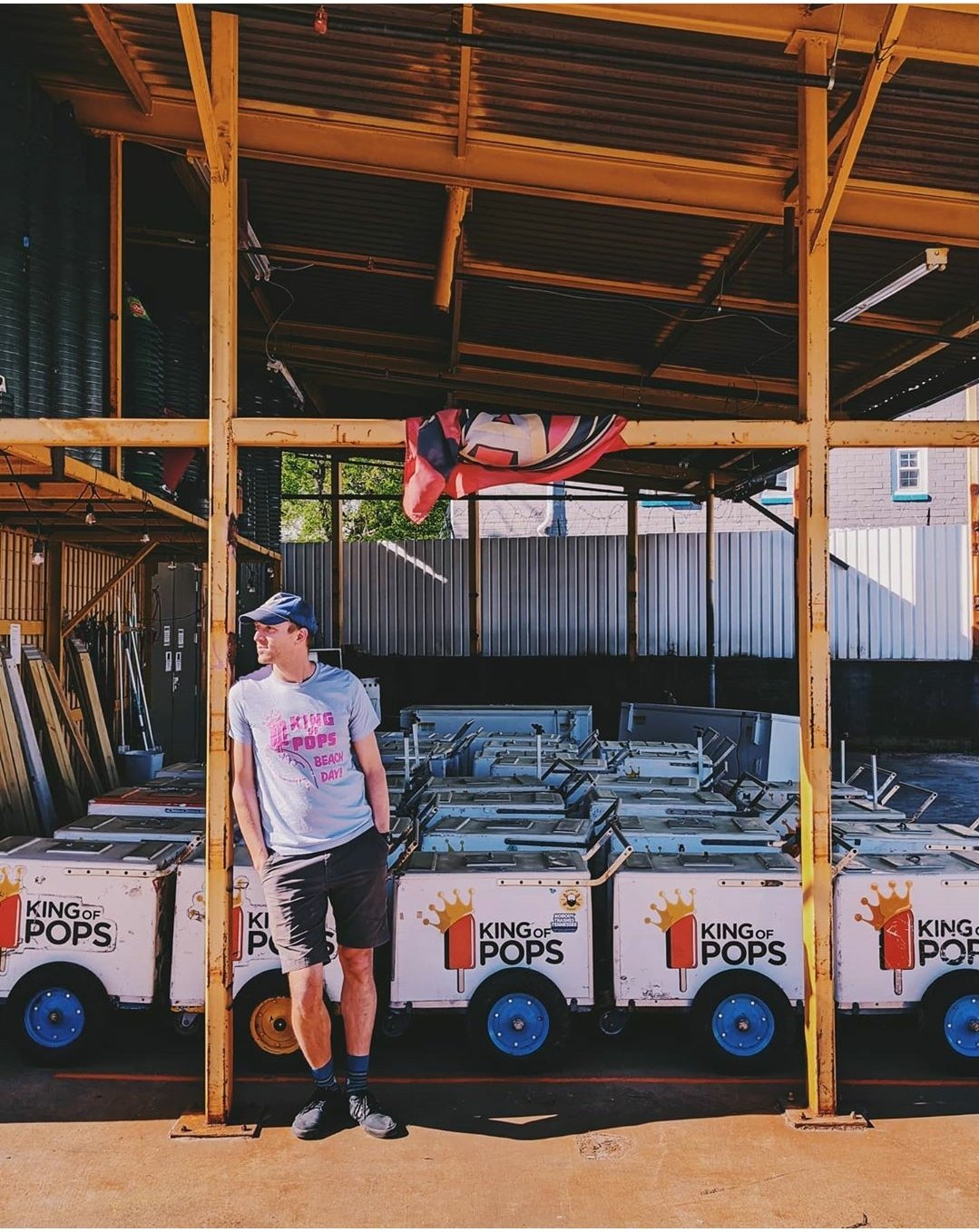 Steve in front of carts